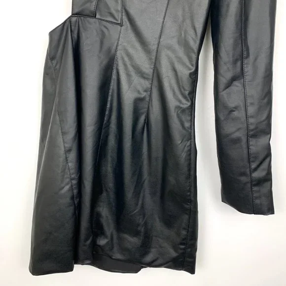 NWT Ronny Kobo X REVOLVE Sabrina Cut Out Blazer Mini Dress Leather Black - Picture 6 of 12